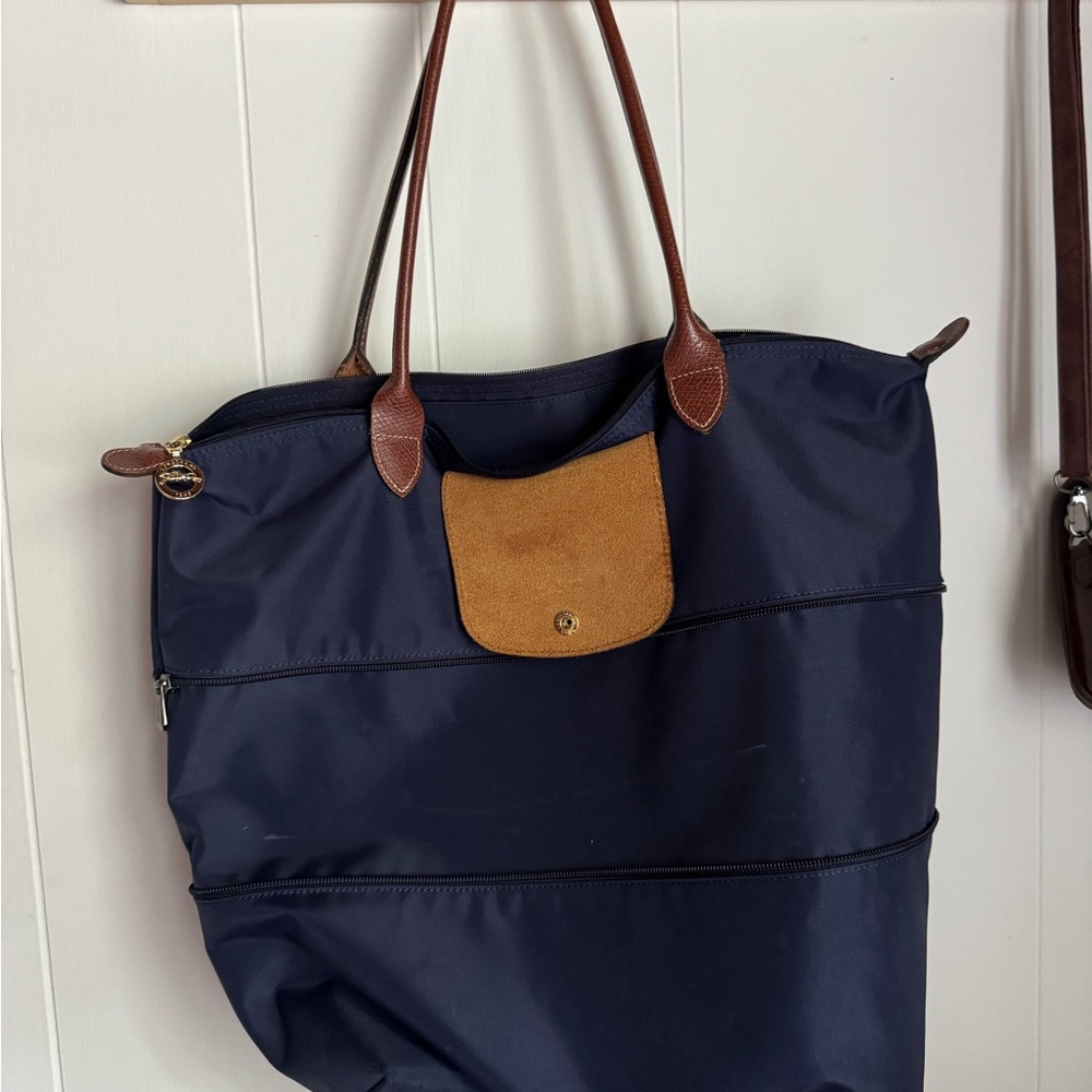 Longchamp Navy and Tan Shoulder Bag